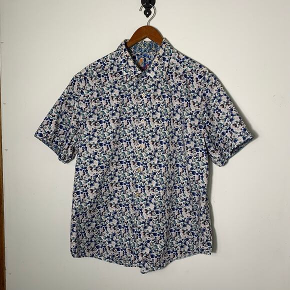 Mens Robert Graham Shirt Button Front Short Sleeve Size XL EUC! - Picture 1 of 2